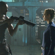 Roger Cross (left) and Zoie Palmer in Dark Matter (Image: Syfy)